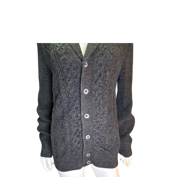 Gap Womens Gray Cable Knit Cardigan Sweater Size Small Winter 100% Cotton EUC - Picture 2 of 6